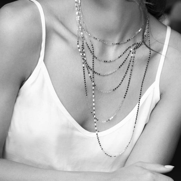 Italian 925 Sterling Silver Sparkle Mirror Link Chain Necklace for Women, Made i - Picture 4 of 6